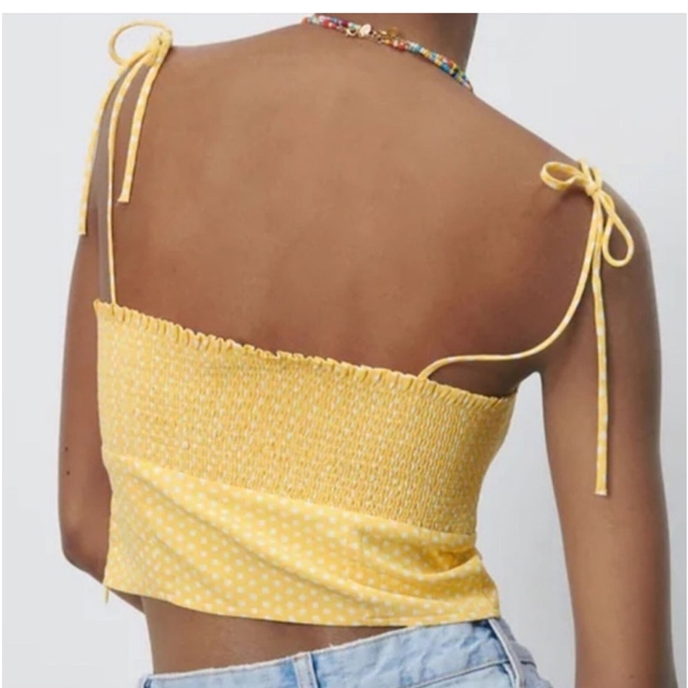 Zara Yellow White Dot Crop Top. Size M (298)